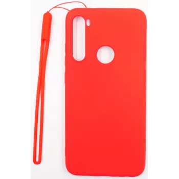 Evelatus Custodia in Silicone Soft Touch con Laccetto per Xiaomi Redmi Note 8 / Redmi Note 8 2021 - Rosso
