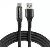 everActive CBB-1CBL cavo USB-A a USB-C intrecciato con display LCD di potenza, 1m, 3A, nero