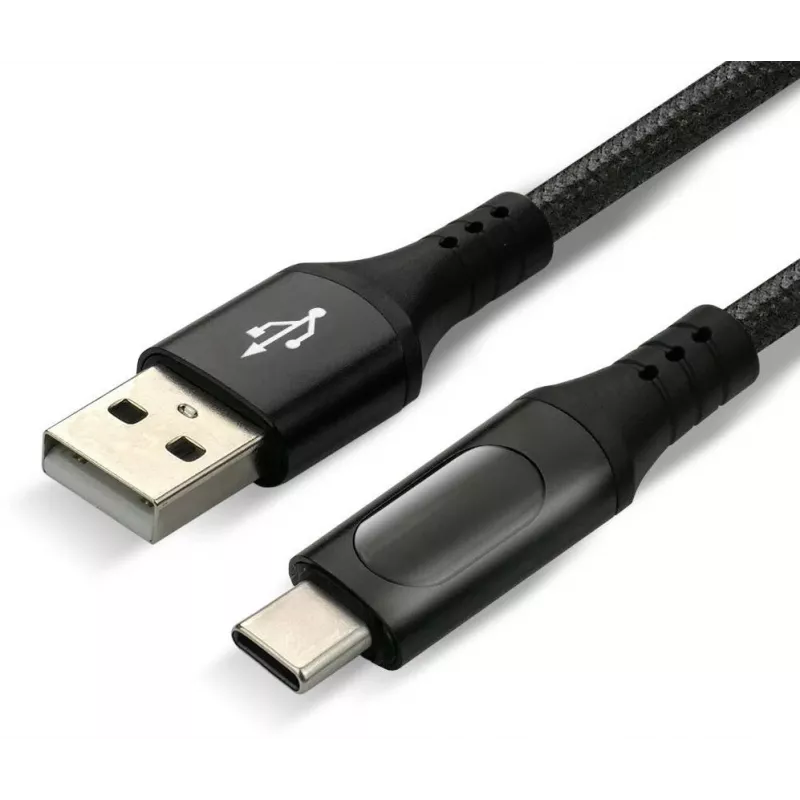 everActive CBB-1CBL cavo USB-A a USB-C intrecciato con display LCD di potenza, 1m, 3A, nero