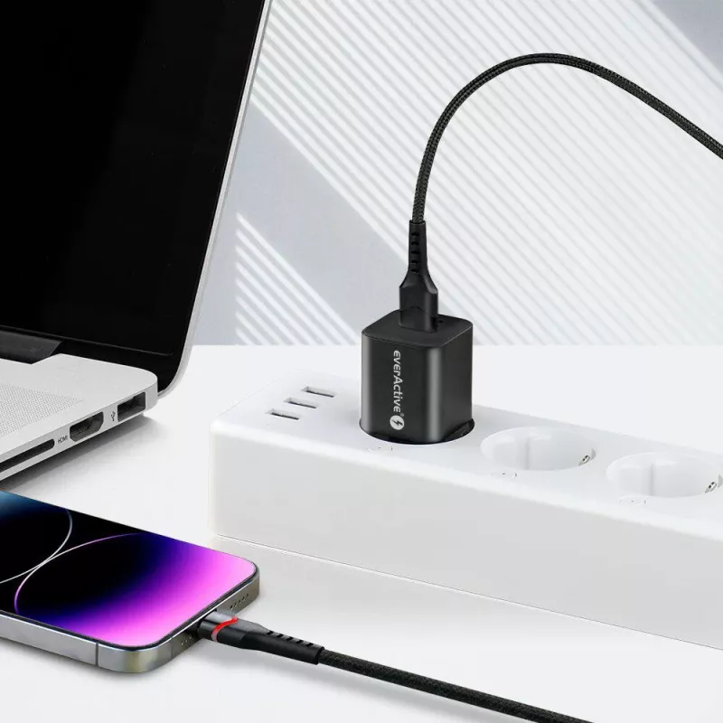 everActive CBB-1IBR Cavo USB-A a Lightning RGB LED intrecciato 1m 2.4A nero