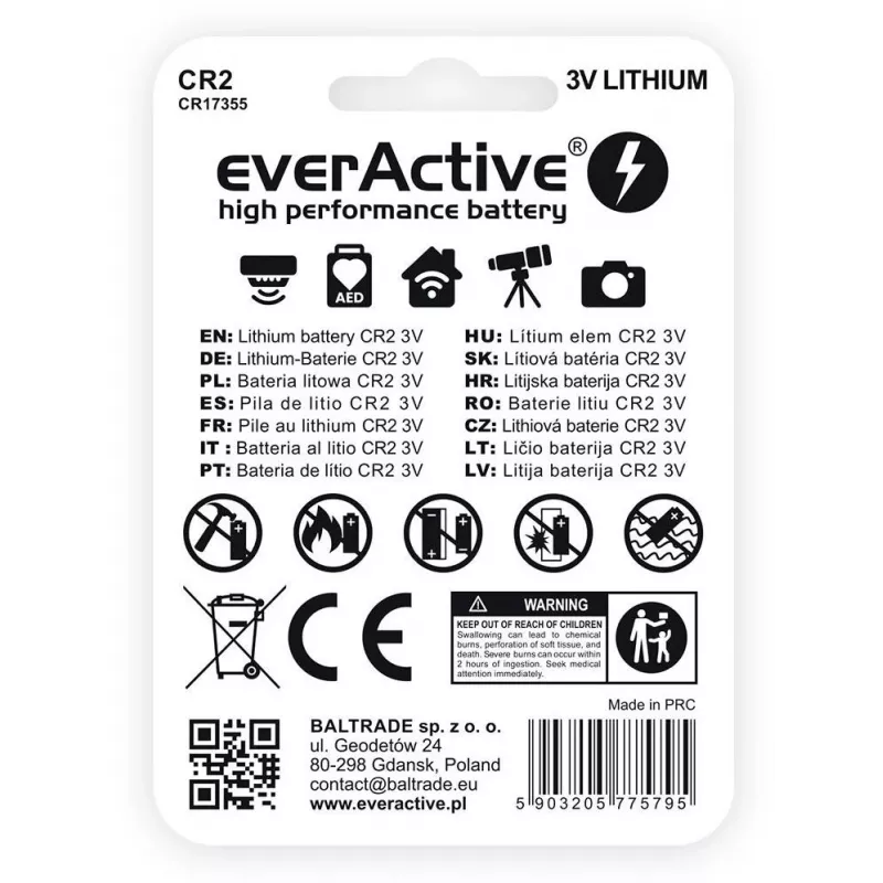everActive batteria al litio CR2 3V 850mAh (confezione da 1 blister)