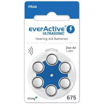 everActive ULTRASONIC 675 Batterie per apparecchi acustici zinco-aria PR44 (blister da 6)