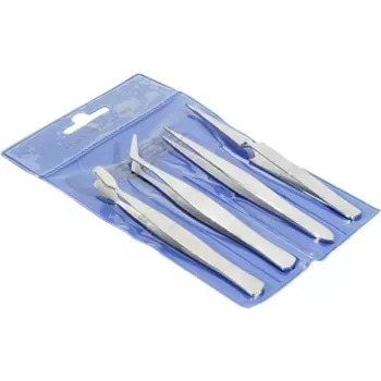 EXERTIS CONNECT set di pinzette di precisione, 4 pezzi, acciaio inox, antimagnetiche, resistenti agli acidi, 120 mm 815550