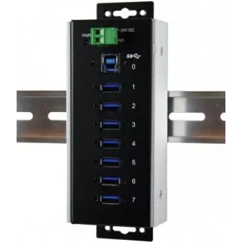EXSYS EX-1187HMVS-WT hub industriale in metallo USB 3.2 Gen 1 a 7 porte