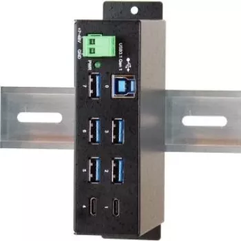 EXSYS EX-1197HMS Hub industriale per guida DIN USB 3.1 Gen 1 7 porte con alimentazione DC