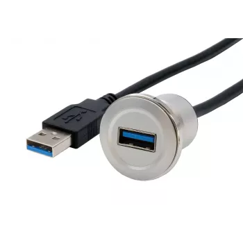 EXSYS EX-49186 adattatore da incasso USB 3.2 Gen 1, connettore femmina USB-A a connettore maschio, 30 cm, metallo