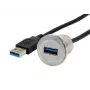 EXSYS EX-49186 adattatore da incasso USB 3.2 Gen 1, connettore femmina USB-A a connettore maschio, 30 cm, metallo