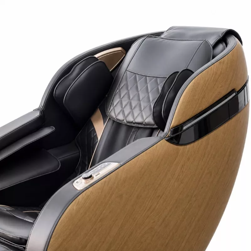EXTRALINK Poltrona massaggiante 3D Zero Gravity con accenti in legno, nero/marrone
