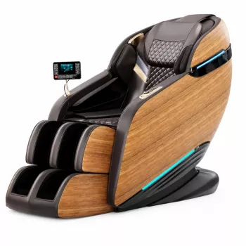 EXTRALINK Poltrona massaggiante 3D Zero Gravity con accenti in legno, nero/marrone