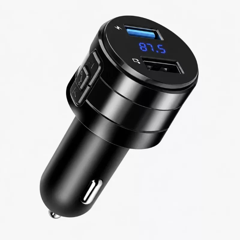 EXTRALINK Trasmettitore FM Bluetooth con 2x Caricabatterie USB, Vivavoce, Nero