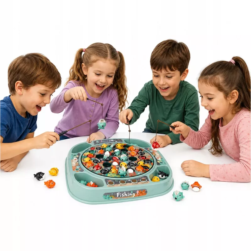 EXTRALINK gioco di pesca gioco di abilità 45 pesci + 4 canne da pesca musica