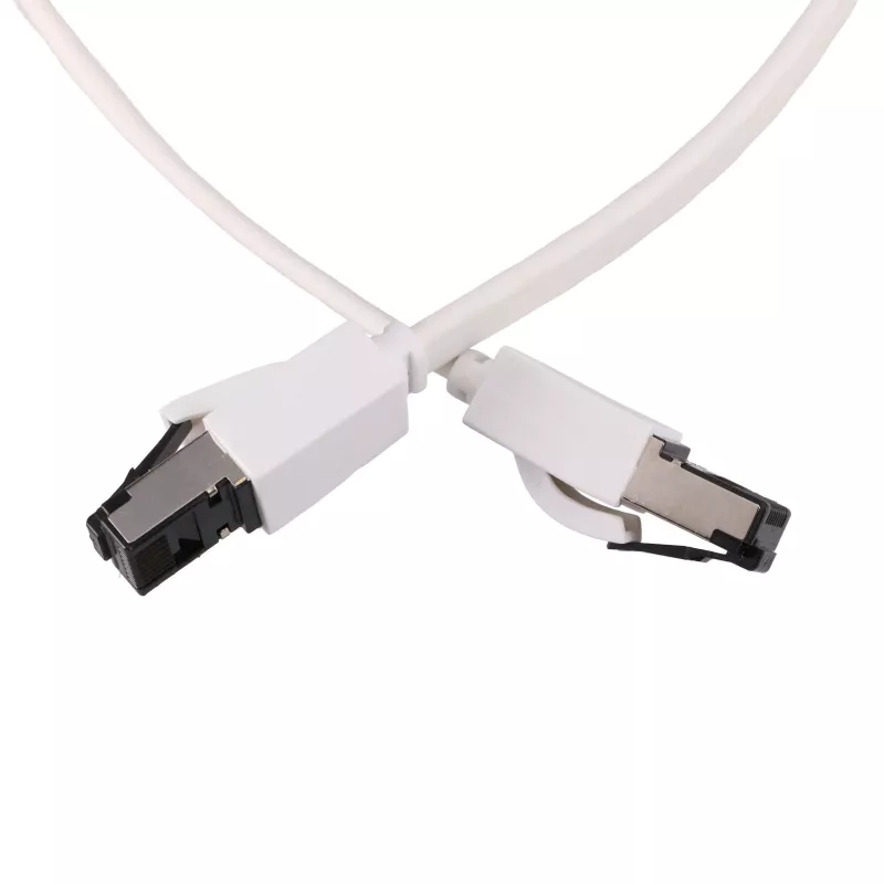 Cavo patch LAN EXTRALINK Cat.8 U/FTP 2m 40G piatto, schermato, coppie schermate con foglio, rame, bianco