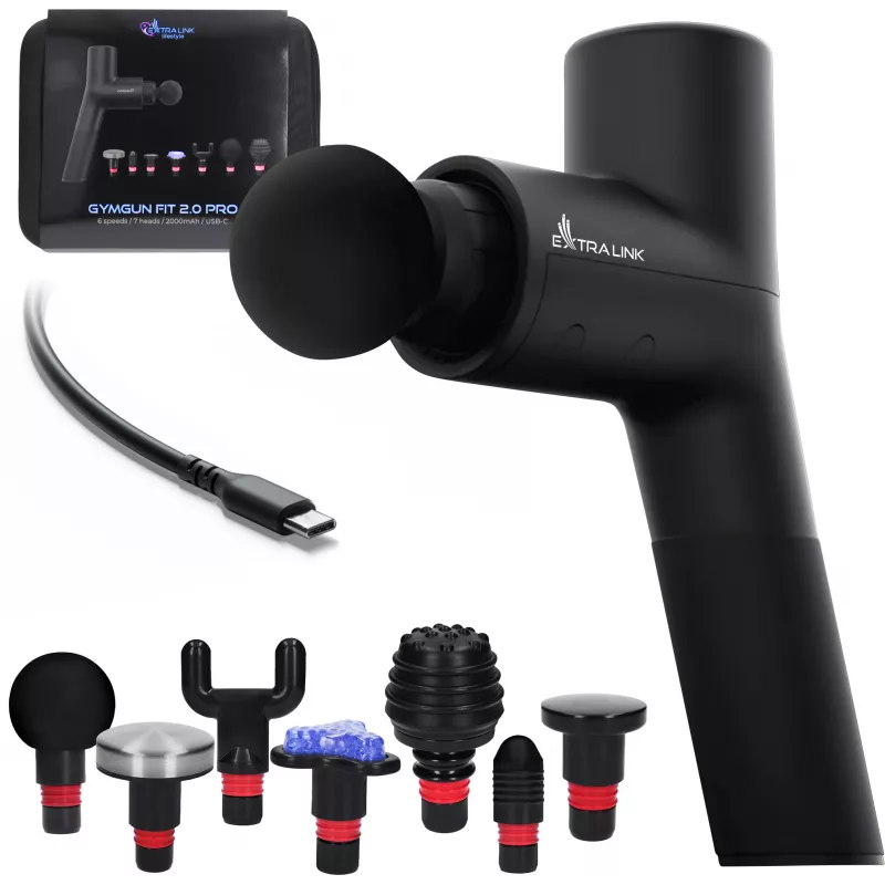 Extralink Massage Gymgun Fit 2.0 Pro pistola massaggiante, 7 accessori, 6 modalità
