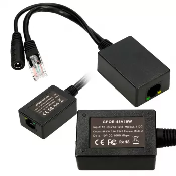 Extralink inverter PoE 1 porta, ingresso 1x 1000Mb/s RJ45/connettore femmina 10-30V, uscita 48V