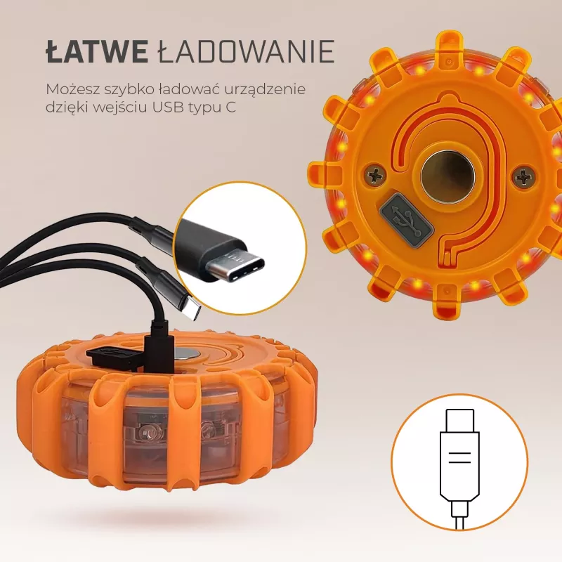 Extralink Smartlife luce di segnalazione LED, USB-C, ambra, IP67