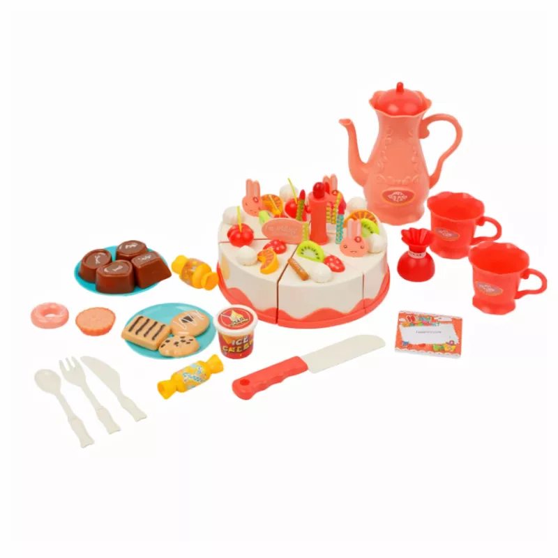 EXTRALINK TOYS Set gioco taglio torta di compleanno - 37 pezzi giocattolo da cucina per bambini dai 3 anni