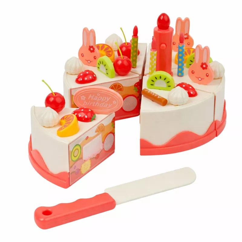 EXTRALINK TOYS Set gioco taglio torta di compleanno - 37 pezzi giocattolo da cucina per bambini dai 3 anni