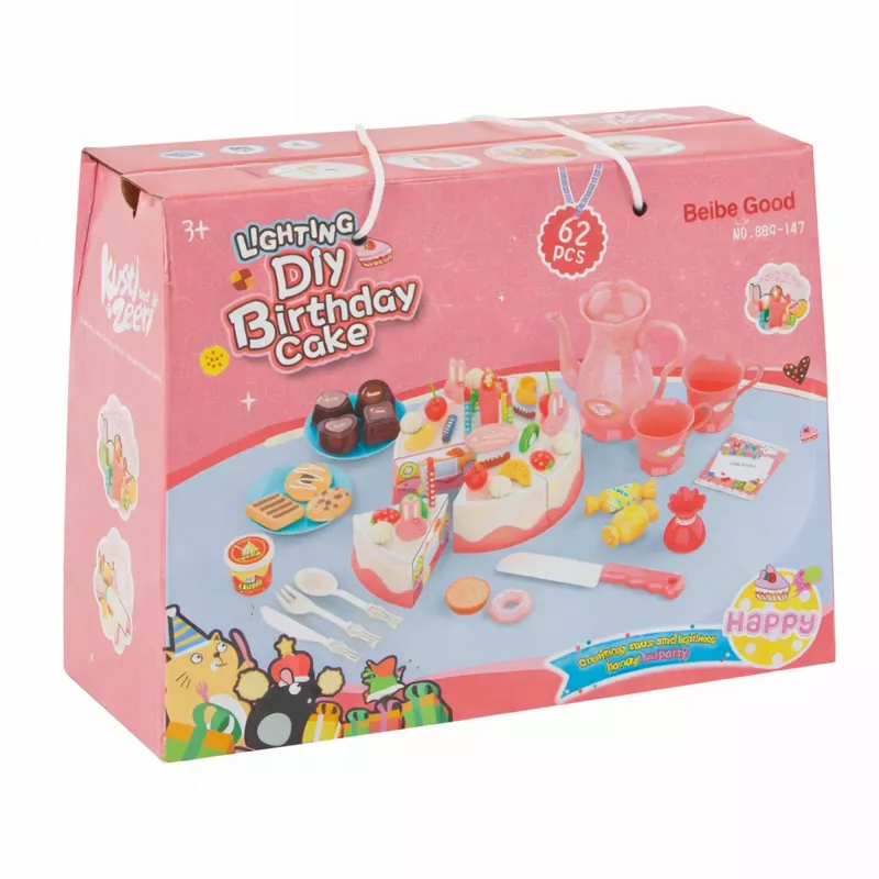 EXTRALINK TOYS Set gioco taglio torta di compleanno - 37 pezzi giocattolo da cucina per bambini dai 3 anni