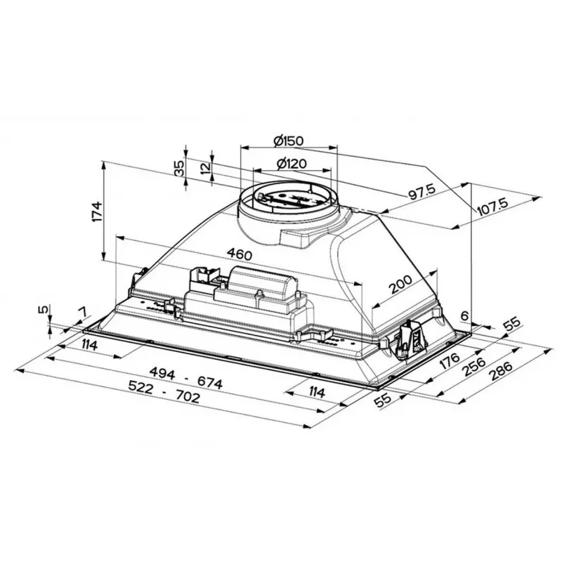 Faber Inka Smart C BK A52 Cappa aspirante da incasso (52 cm, nero, 330 m³/h, LED)