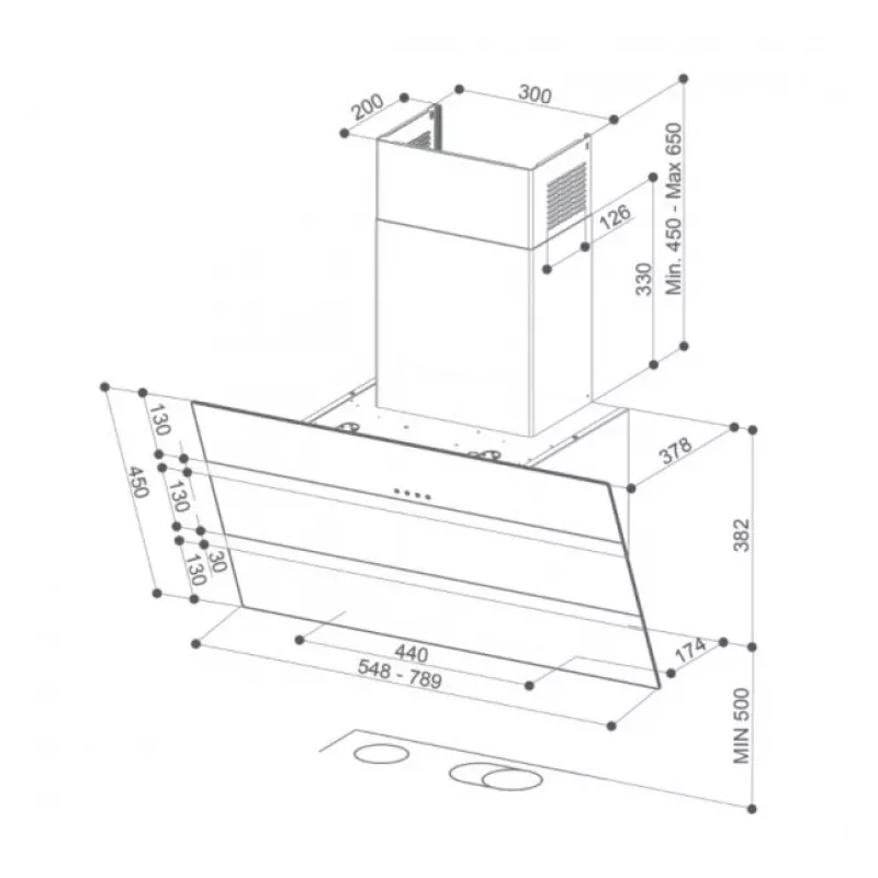 Faber Steelex EV8 LED WH/X A80 cappa da parete, 80 cm, acciaio inox
