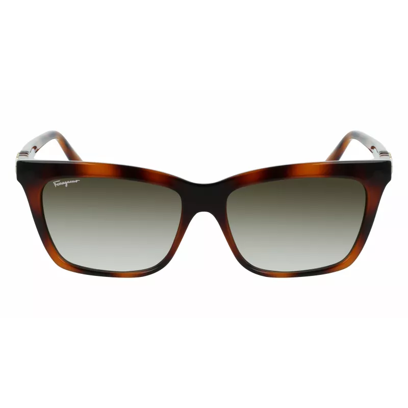 Ferragamo SF1027S-214 Occhiali da sole da donna havana acetato quadrati marrone sfumato 55mm