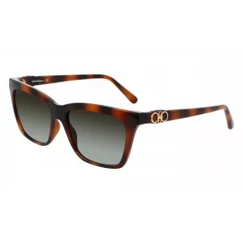 Ferragamo SF1027S-214 Occhiali da sole da donna havana acetato quadrati marrone sfumato 55mm