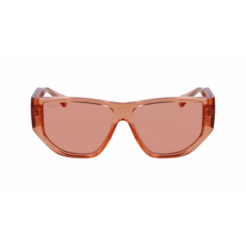 Ferragamo SF1077S-838 Occhiali da sole unisex Pilot Shiny Rose Gold Brown Gradient 56/13/140 mm