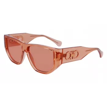 Ferragamo SF1077S-838 Occhiali da sole unisex Pilot Shiny Rose Gold Brown Gradient 56/13/140 mm