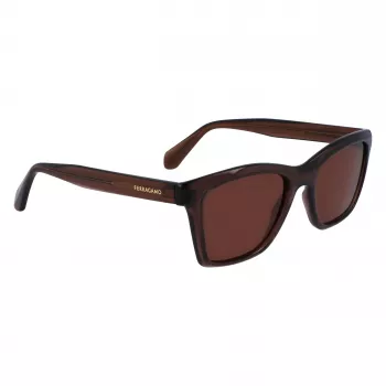 FERRAGAMO SF2001S-232 Occhiali da sole unisex havana marrone montatura in acetato quadrata lenti marroni 54/20/145 mm
