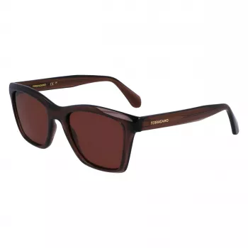 FERRAGAMO SF2001S-232 Occhiali da sole unisex havana marrone montatura in acetato quadrata lenti marroni 54/20/145 mm