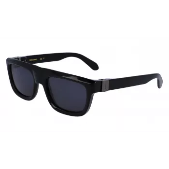 FERRAGAMO SF2009S-001 Occhiali da sole uomo - Montatura nera, lenti grigie, 56/21/145 mm