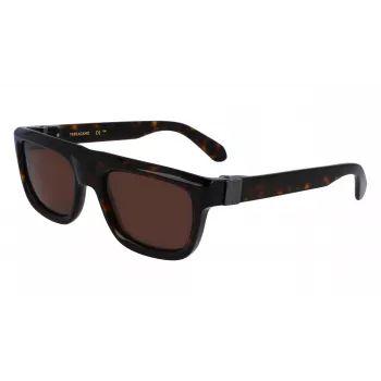 FERRAGAMO SF2009S-242 Occhiali da sole uomo squadrati in acetato havana marrone sfumato 56/21/145 mm
