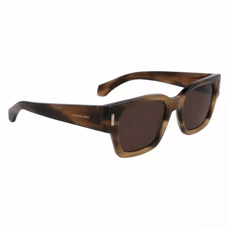 Ferragamo SF2010S-319 Occhiali da sole uomo verde havana quadrati acetato 52mm