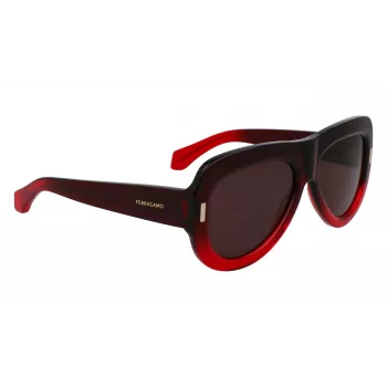 FERRAGAMO SF2029SE-615 Occhiali da sole da donna - Montatura in acetato rossa, lenti sfumate grigie, 57 mm