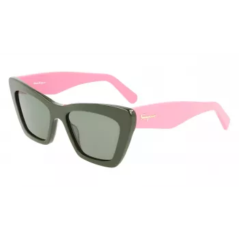 FERRAGAMO occhiali da sole donna SF929S-304 havana marrone rettangolari in acetato 55 mm