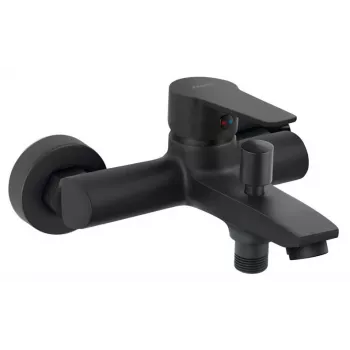 FERRO Rennto BNT1BL Miscelatore a parete a 2 fori per vasca, nero opaco, monocomando, ottone, cartuccia in ceramica 35 mm, portata beccuccio 170 mm, interasse 150 mm, G1/2 inch
