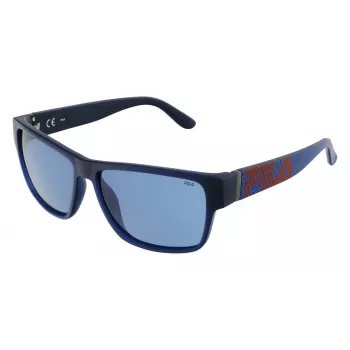 FILA Occhiali da sole uomo SFI006-57U43P - Montatura in acetato nera, lenti polarizzate grigie, 57/14/145 mm