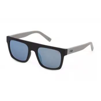 FILA Occhiali da sole da uomo SFI098-53968X Rettangolari Montatura nera Lenti grigie 53/20/145 mm