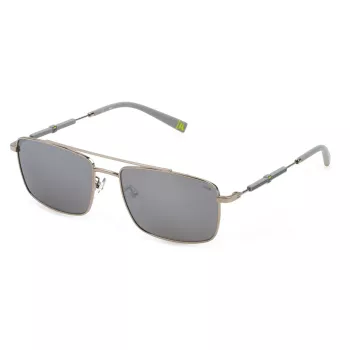 FILA Uomo Occhiali da sole SFI116V57579X - Montatura nera, lenti grigie, 57 mm