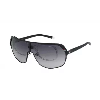 FILA Occhiali da sole uomo SFI125990531 - Montatura in acetato nero, lenti in policarbonato grigie, protezione UV400