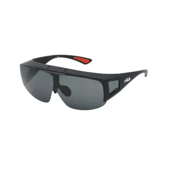 Occhiali da sole FILA SFI126-99U28P unisex - montatura nero opaco, lenti grigie polarizzate, UV400, stile schermo
