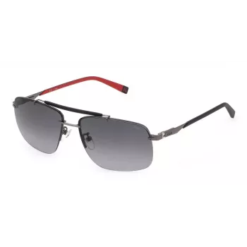 FILA SFI210-610568 Occhiali da sole uomo - Montatura nera, lenti grigie, protezione UV400