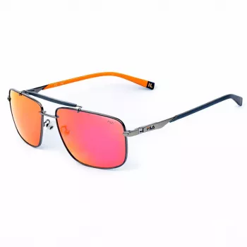 FILA SFI210V60K56R Occhiali da sole da uomo - Montatura nera, lenti grigie, 61 mm