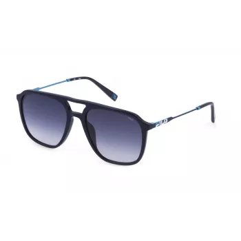 FILA SFI215-560821 Occhiali da sole rettangolari uomo - Montatura nera, lenti grigie, protezione UV400