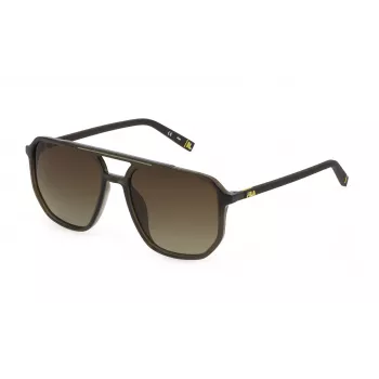 FILA SFI312-57Z51P Occhiali da sole da uomo polarizzati - Montatura nera, lenti grigie, 57 mm