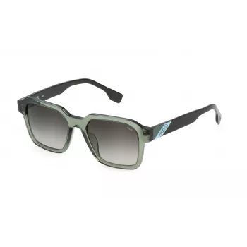 FILA SFI458-5206W5 Occhiali da sole unisex - montatura in acetato nera, lenti in policarbonato grigie, protezione UV400, larghezza lente 52 mm