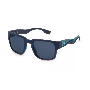 FILA SFI463-53J99P Uomo Occhiali da sole polarizzati, montatura nera, lenti grigie, 53 mm