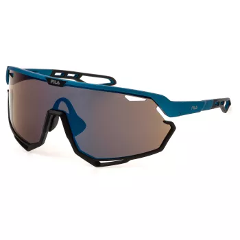 FILA SFI722-630U28 Occhiali da sole uomo rettangolari - Montatura nero lucido, lenti fumé, UV400