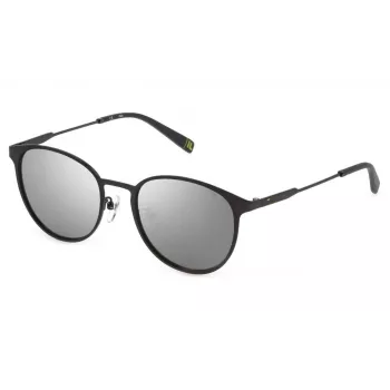 FILA Occhiali da sole unisex SFI217-52627X - montatura in plastica rettangolare con lenti in policarbonato grigie, protezione UV400, 55/15/145 mm