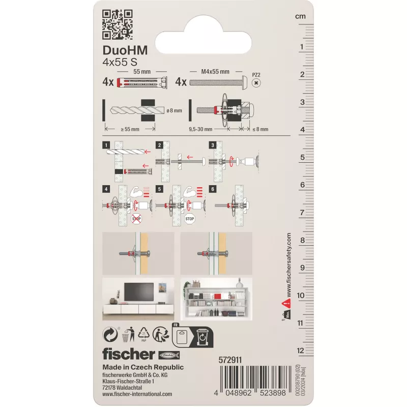 Tassello per cavità Fischer DuoHM 4x55 S PH PZ 55 mm 4 pezzi 572911